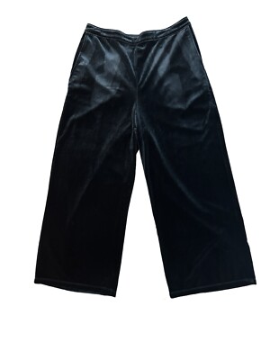 Abercrombie Fitch Wide Leg Crop Dress Pants Velvet Black Size