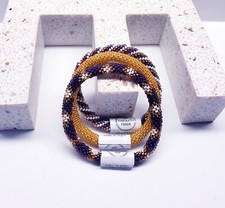 PURPLE  GOLD -Original Roll-On  Bracelets, 7" round, made in Nepal 1 3 Sets 