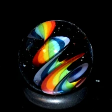 BRYAN TRILLAS GLASS MARBLE/.723"-BLUE BLACKLIGHT TIGHT RAINBOW CORKSCREW-FAST
