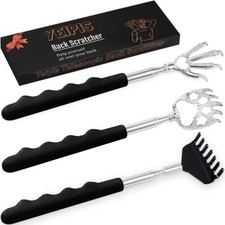 3 Pack Extendable Back Scratcher, Stainless Steel Portable Telescoping Back Scra