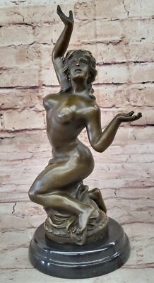 Miguel Lopez Bronze Statue: Hautfarben Nymphe, Sammlerstück Erotik Artwork Figur