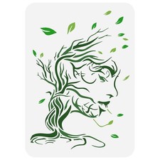 FINGERINSPIRE Tree Woman Painting Stencil 8.3x11.7inch Hollowed Trees Branche...