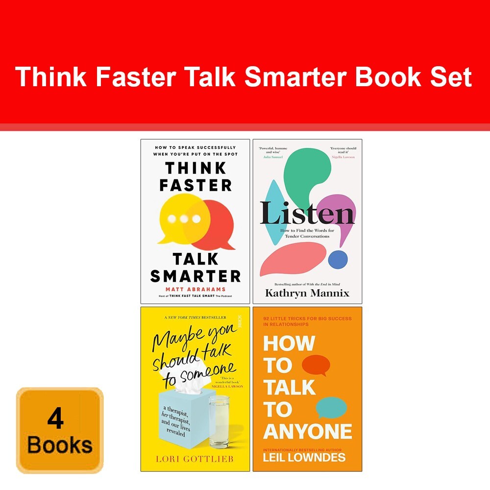 Set of 4 Books Think Faster Talk Smarter, Listen, How to Talk to Anyone, Maybe..
