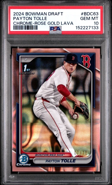 2024 Bowman Draft Payton Tolle 1st Chrome ROSE GOLD LAVA REFRACTOR /10  PSA 10