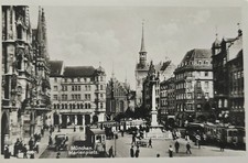 AK München Marienplatz Echtfoto Postkarte 1929 Tram