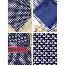 Vineyard Vines Boys Mini Whale Print Tie Navy White