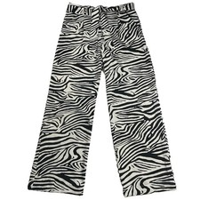 Nicole Miller Zebra Print High Rise Belted Pants 30 Inseam Size M