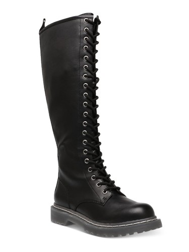 WILD PAIR Womens Black Lace Rylee Round Toe Block Heel Zip-Up Combat Boots 5.5 M