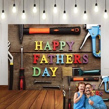 7x5ft Happy Fathers Day Backdrop, Fixing Tools, Retro Wood, Photo Prop, A100