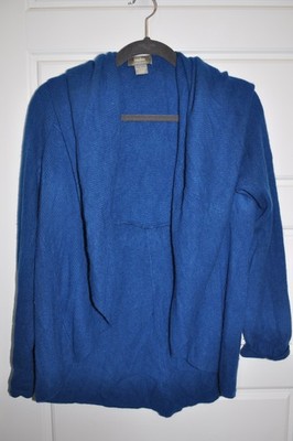 Neiman Marcus 100% Cashmere Cardigan Women L Cobalt Blue Open Front