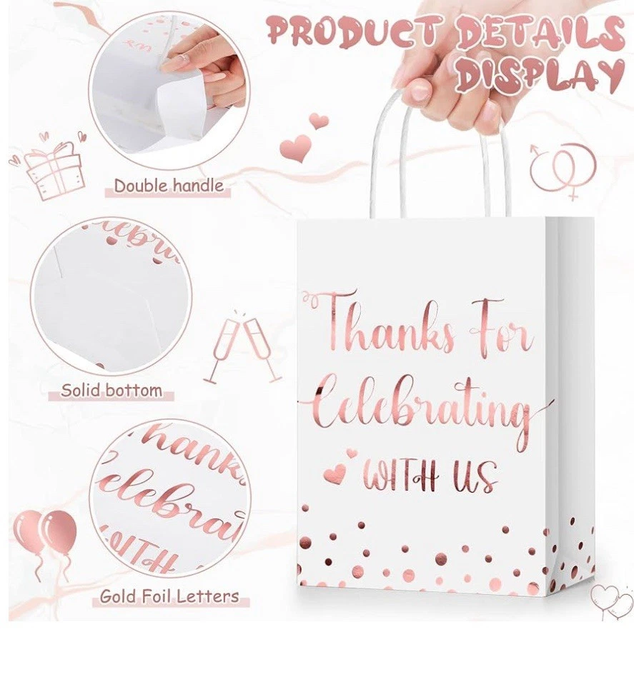 24 Piezas Bolsas de Regalo de Boda, Bolsas de Gracias-Regalo de Ducha Novia para Bodas Invitados Foto 4 de 4