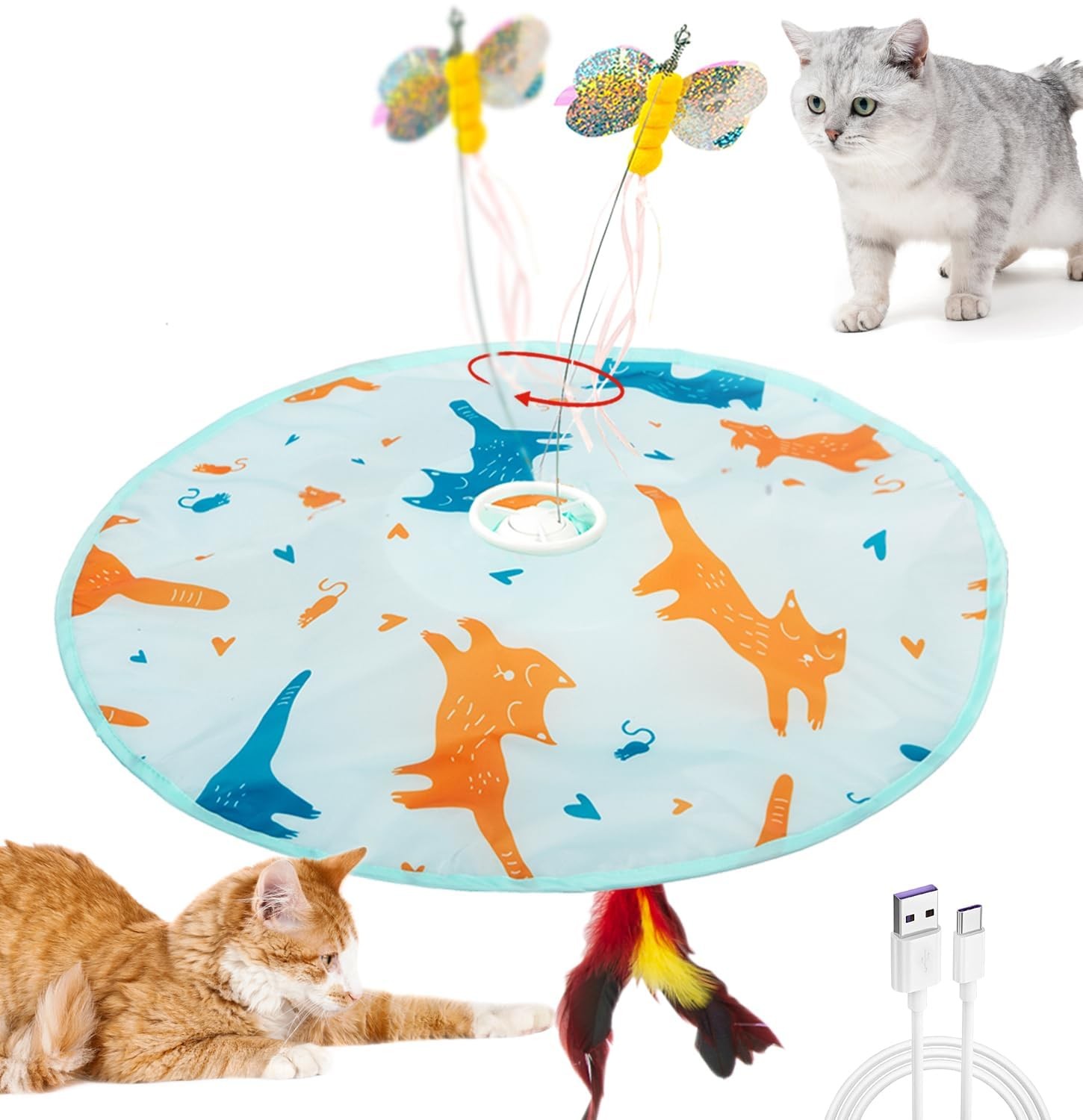 Jouet interactif pour chat d'intérieur rechargeable stimulateur de chasse automatique