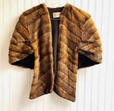 Vtg Brown Mink Shoulder Stole Wrap VANCOUVER FUR FACTORY Wash. Capelet Sz S/M