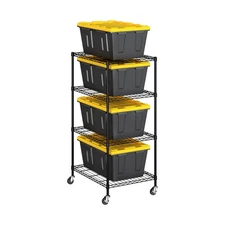 Seville Classics 4-Tier Tote Bin Shelving Rack, 33 in. W x 25 in. D x 60 in. H