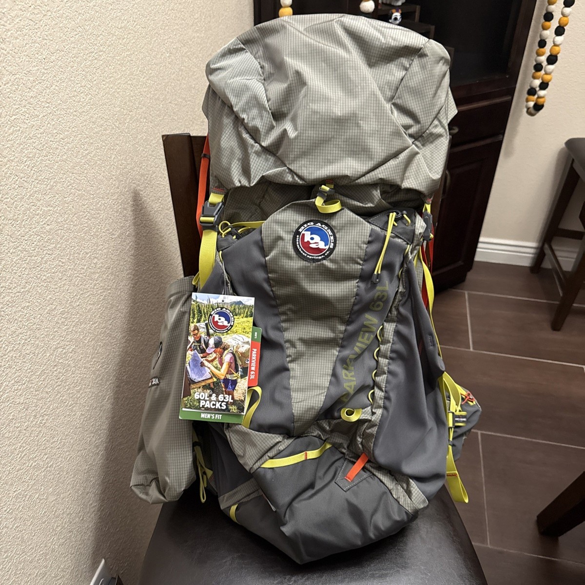 Big Agnes Parkview 63L Backpack for Multiday Hiking Medium Olive