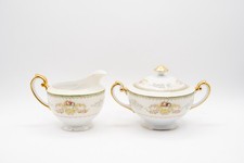 Meito Muriel Murel Floral Creamer & Sugar Bowl w/ Lid Hand Painted Japan