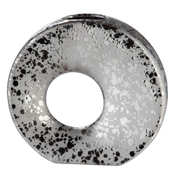 Gilde Vase Toledo Lochvase Keramik Silber Edel Modern Geschenk Deko Skulptur-image
