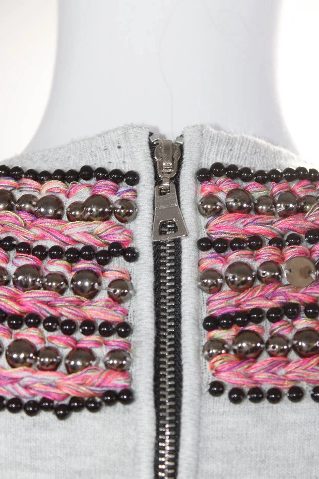 Blusa Milly Cuello Cuentas Manga Corta Tejida Gris Talla S Foto 4 de 4