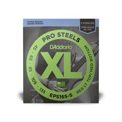 D'Addario ProSteels Bass 5-saitig Custom Light 45-105 Long Scale EPS165-5