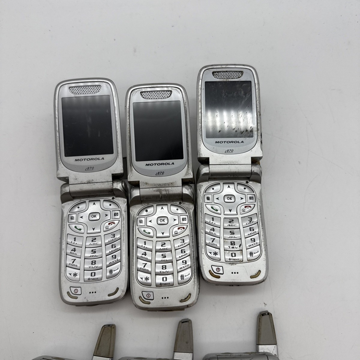 LOT OF 6 Motorola i870 - Gray and Silver Nextel Rare - UNTESTED
