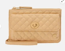 Samantha Brown To-Go RFID Quilted Crossbody Wallet MELLOW BUFF nwt