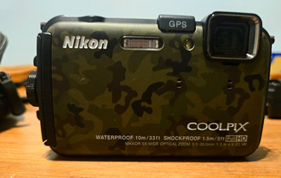 Nikon COOLPIX AW100 16MP 5x Waterproof Shockproof GPS HD Green W/ACCESSORIES