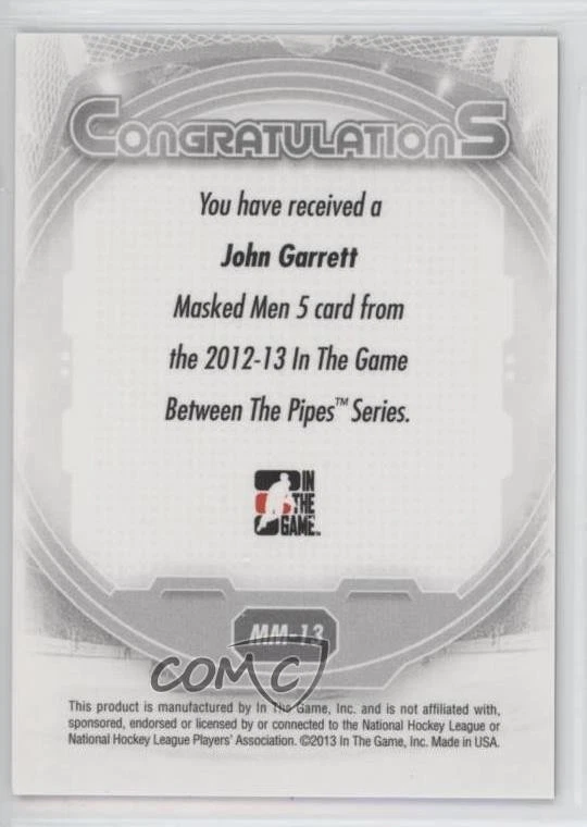 2012-13 ITG Between the Pipes Men 5 Rainbow John Garrett #MM-13 - Image 2 of 2