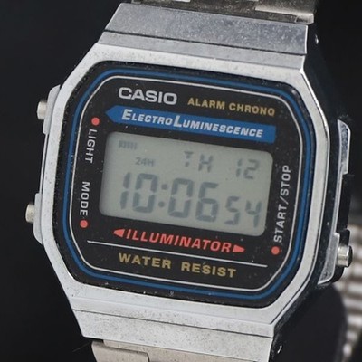 Quartz Casio Electro Luminescence A168 Digital Dial Ladies Watch