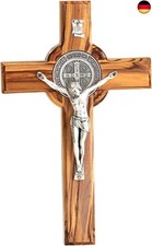 Kassis Geschenkartikel Olivenholz St. Benedikt Kreuz zum Aufhängen