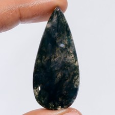 100 Natural Moss Agate Pear Cabochon Loose Gemstone 50.5 Ct. 47X21X5 mm X-27352