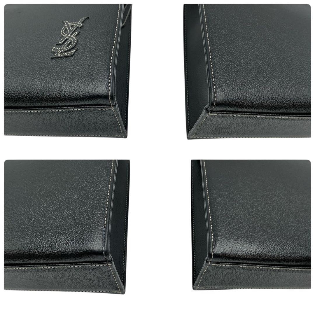 YVES SAINT LAURENT YSL Business Bag Briefcase Leather Black Men