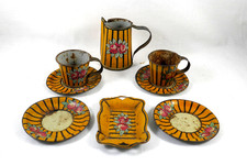 antikes lithografiertes Blechspielzeug-Kaffeeservice, Kinderservice, ~1900-1920