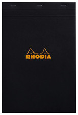 Rhodia Staplebound Notepads - Graph 80 Sheets - 8 1/4 X 12 1/2 In. - Black Cover