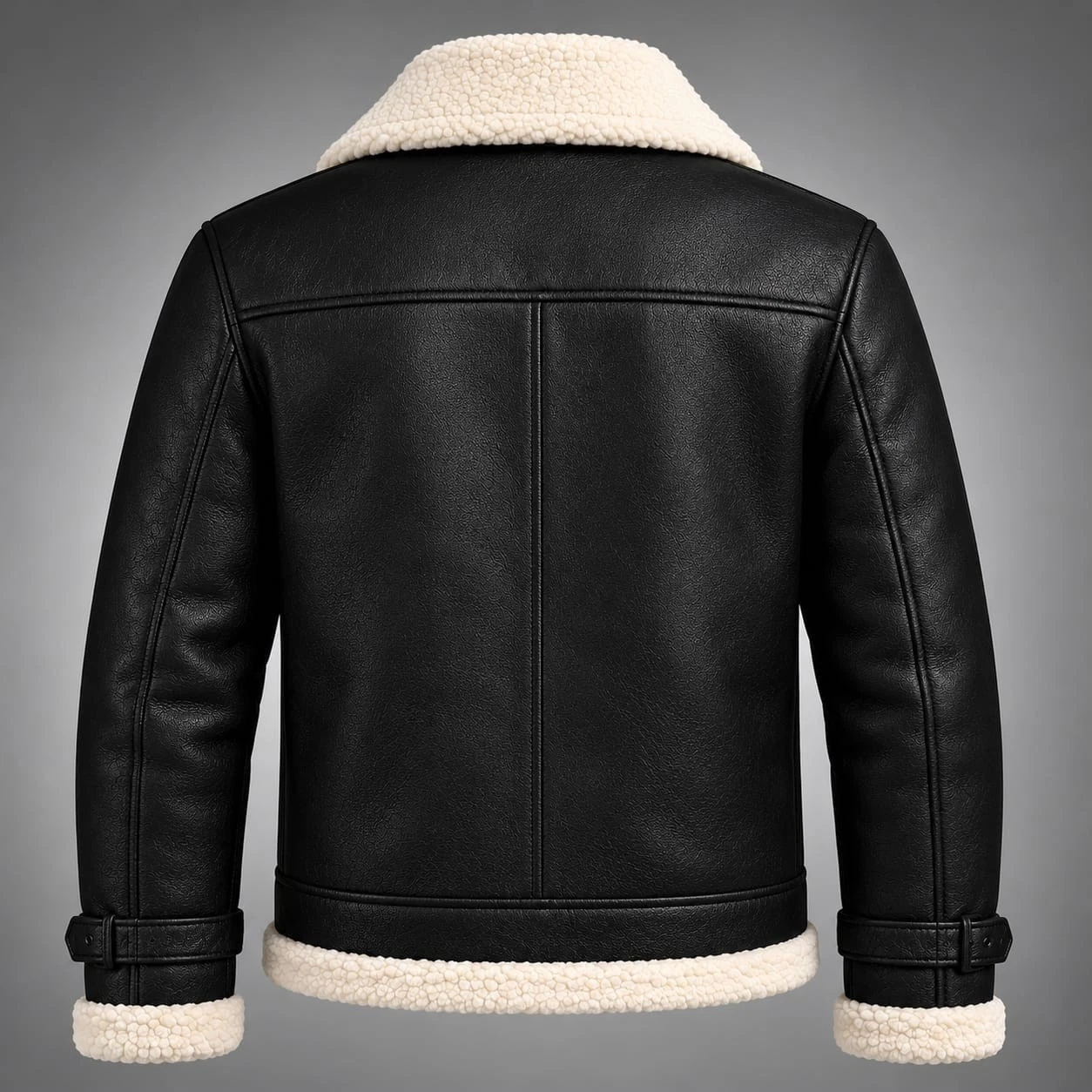 Men's Black RAF B3 Bomber Shearling Flying Aviator Real Sheepskin Leather Jacket image 2