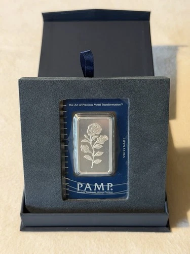 1oz Pamp Suisse Rose .999 Fine Silver Bar W/assay Card