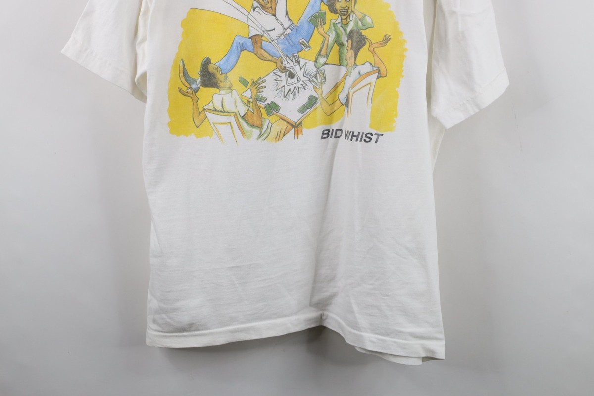 B*P様 90s USA製　A BATTLE OF WITS　Tシャツ　シングル Vintage 90s Mens XL Distressed Set Time Bid Whist Card Game Comic