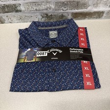 Callaway Opti Dri Polo Shirt Mens XL Blue Red, White Golf Performance Stretch