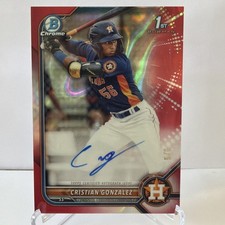 2022 Bowman Chrome Prospect Autographs Cristian Gonzalez Red Refractor 5/5