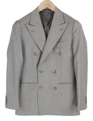 Suitsupply La Spalla Men's Blazer UK30R Gray Wool Double Breasted Peak