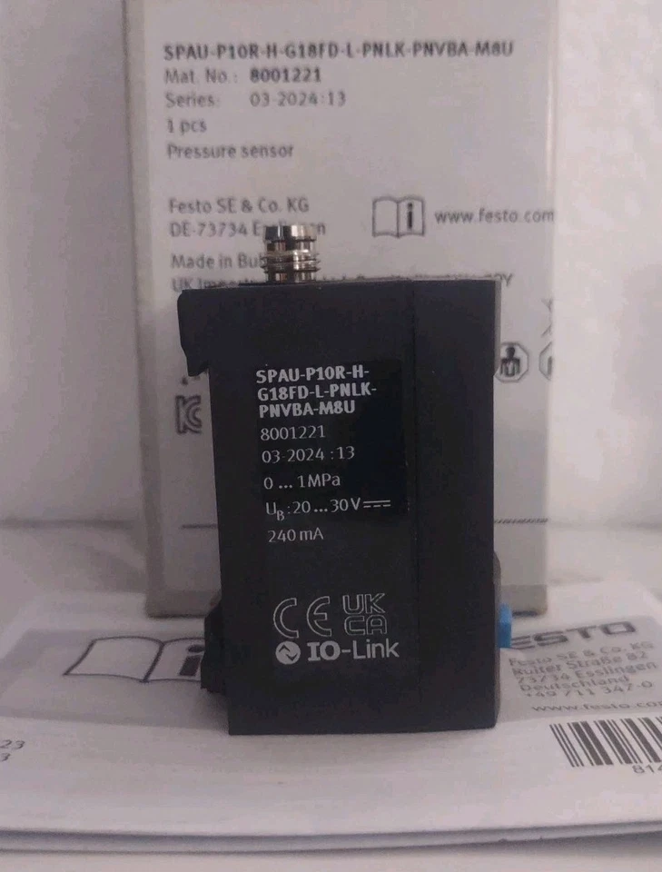 Festo SPAU-P10R-H-G18FD-L-PNLK-PNVBA-M8U Pres. Sens. PN 8001221 *NEW*FREE SHIP* - Image 4 of 4