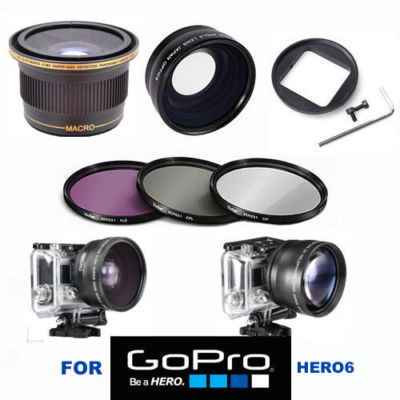 ULTRA FISHEYE LENS X38 + TELEPHOTO ZOOM LENS + FILTER KIT FOR GOPRO HERO6 BLACK