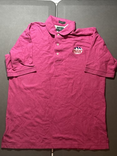 Rare Evian Spring Water Pink Polo Shirt Size L / Large