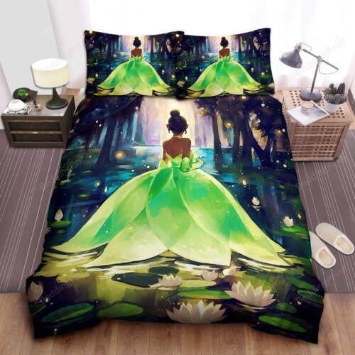 Disney Princess Tiana Among Glowing Lotuses Quilt Duvet Cover Set Bedclothes - Picture 1 of 8