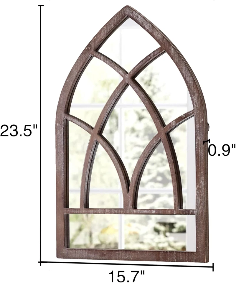 Farmhouse Arched Window Mirror, 16 X 24 Inch, Hanging Distressed White Rustic Ca - Image 2 of 4