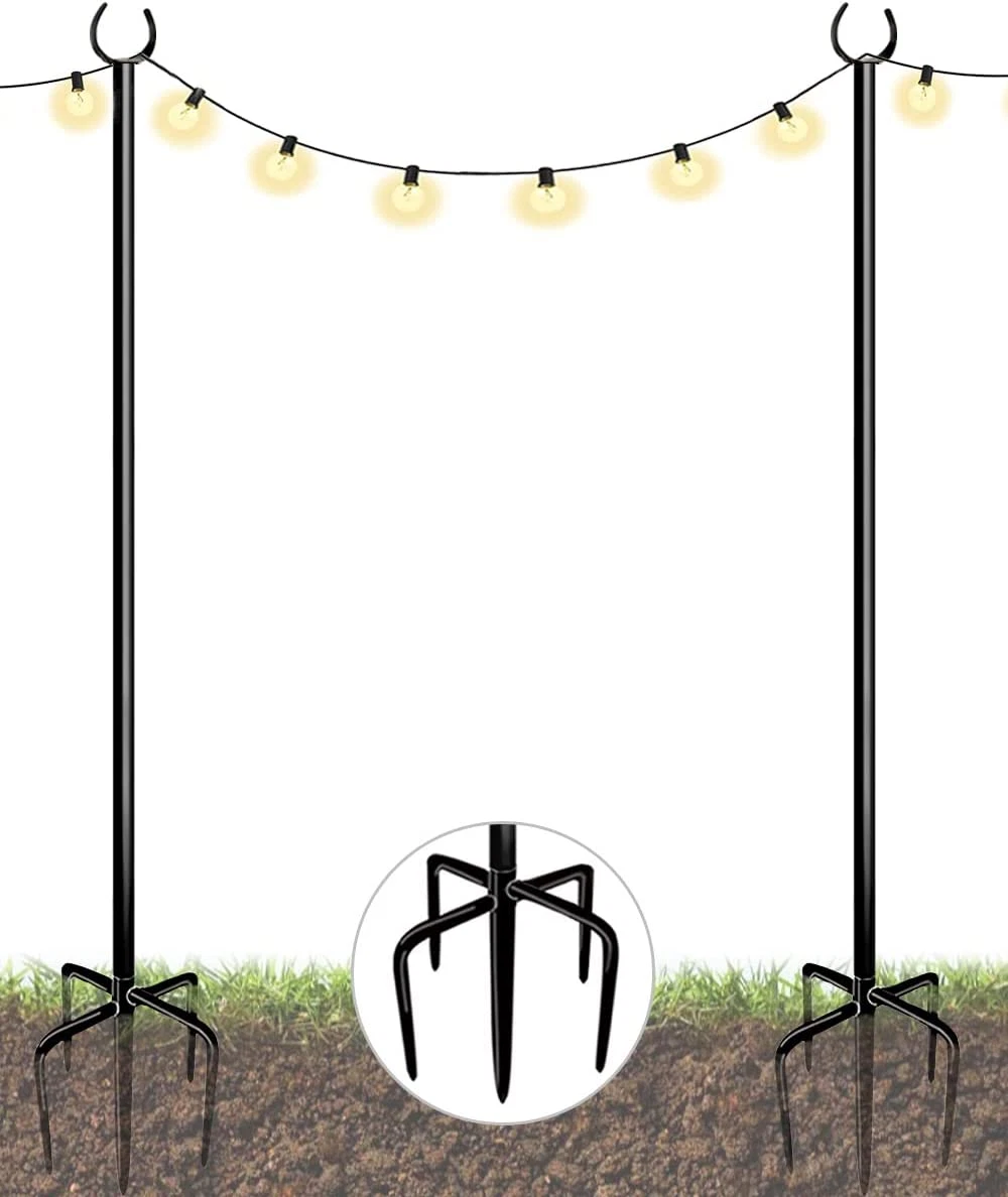 Sprimden Outdoor String Light Pole, 10 FT Heavy Duty Hanging Light