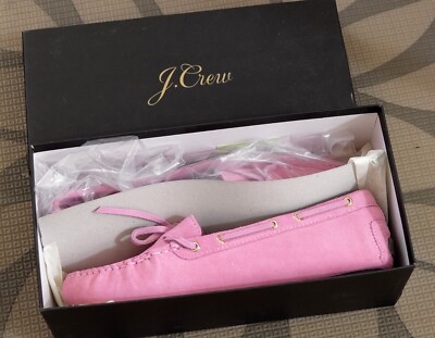 New In Box J CREW Driving Moc Moccasin Loafer Sundrenched Peony Pink Suede US 7