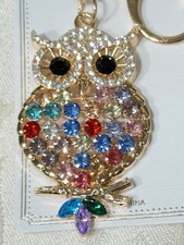 RHINESTONE OWL KEYCHAIN BACKPACK CHARM