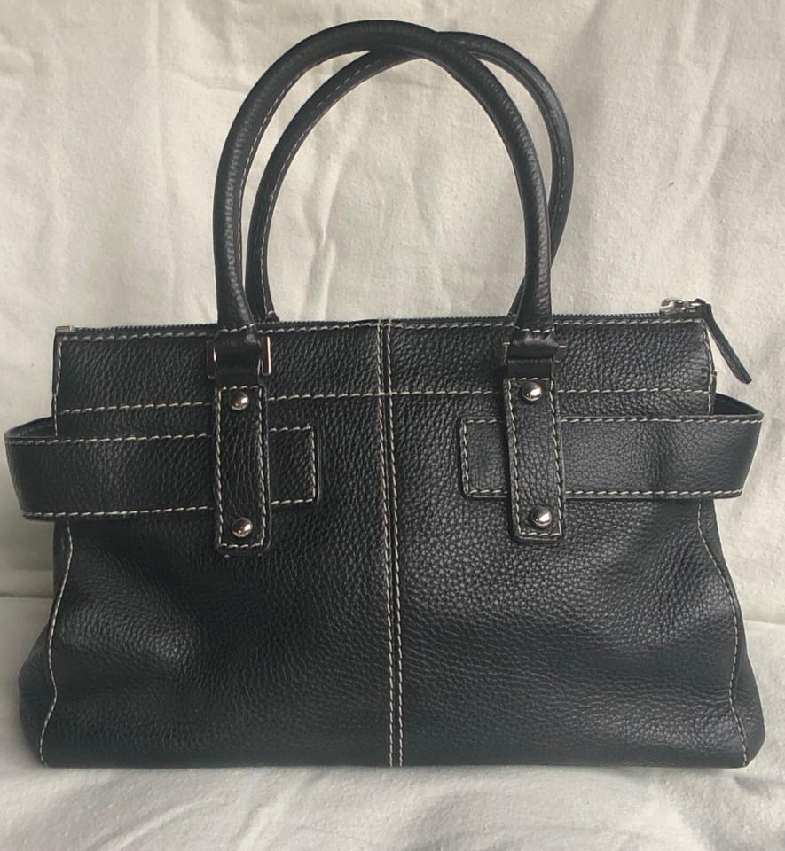 GENUINE RAFE NEW YORK BLACK LEATHER SATCHEL HANDBAG, MADE IN ITALY ...