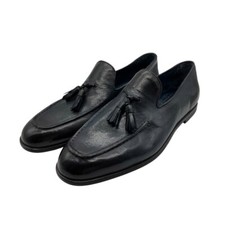 Brecos - Men's Blue Leather Loafers with Tassels