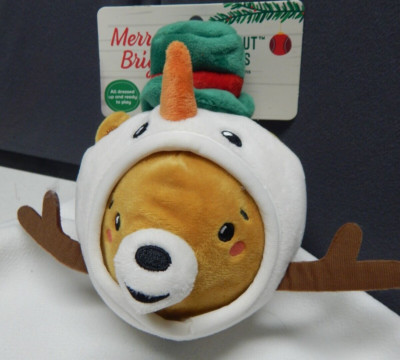 Merry And Bright Decked Out Dog Toys Plush Snowman Bear NEW